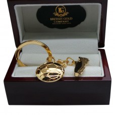 Football Boot Gold Plated Keyring in Polished Wood Box Football Boot Gold Plated Keyring in Polished Wood Box